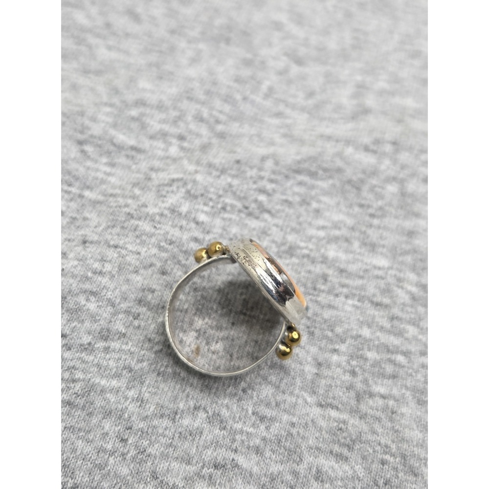 YS Signed Handmade Sterling Silver Composite Stone Cabochon Ring Size 8.25 Heavy - Picture 4 of 6